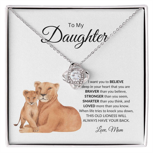 To My Daughter | Mama & Cub | Love Knot Necklace