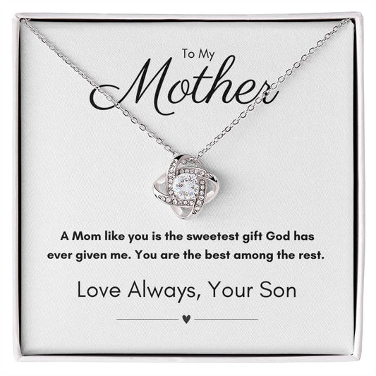 To My Mother Love Son | Love Knot Necklace