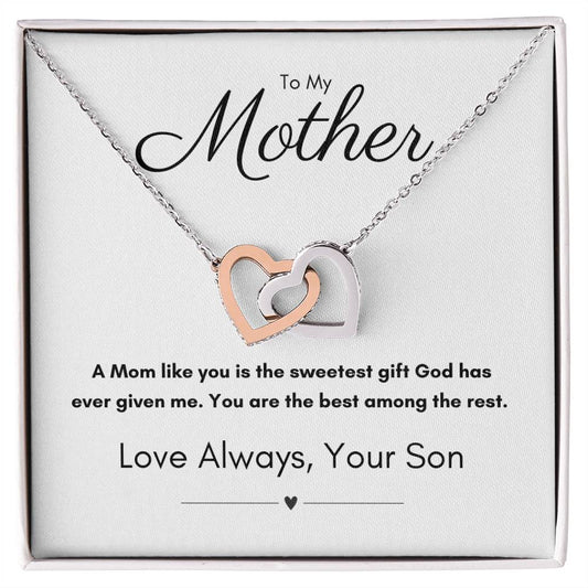 To My Mother Love Son | Interlocking Hearts Necklace