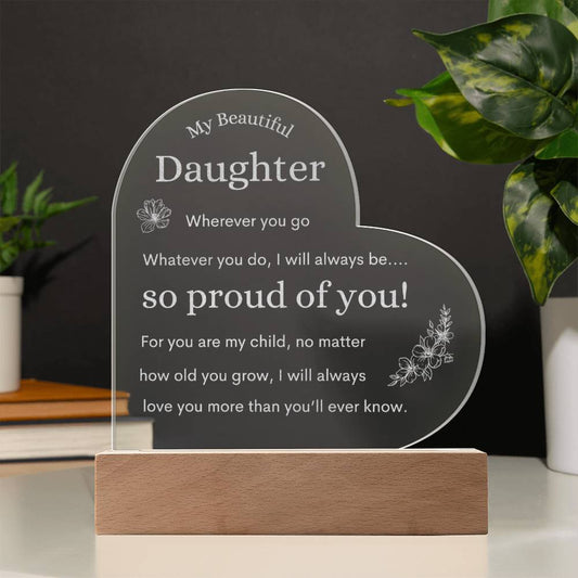 To My Beautiful Daughter - Heart Night Light - Best Daughter Gift Idea for Birthday Christmas Graduation Wedding